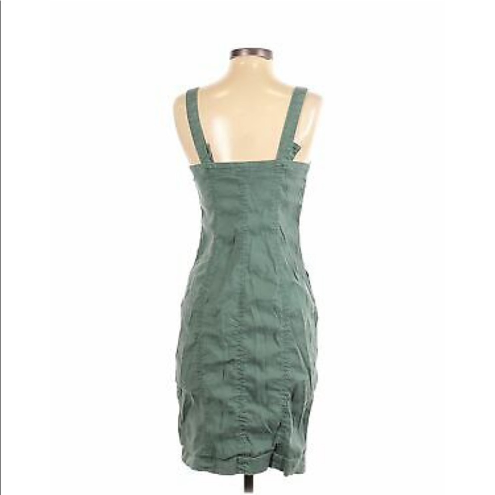 Level99 green button front dress
